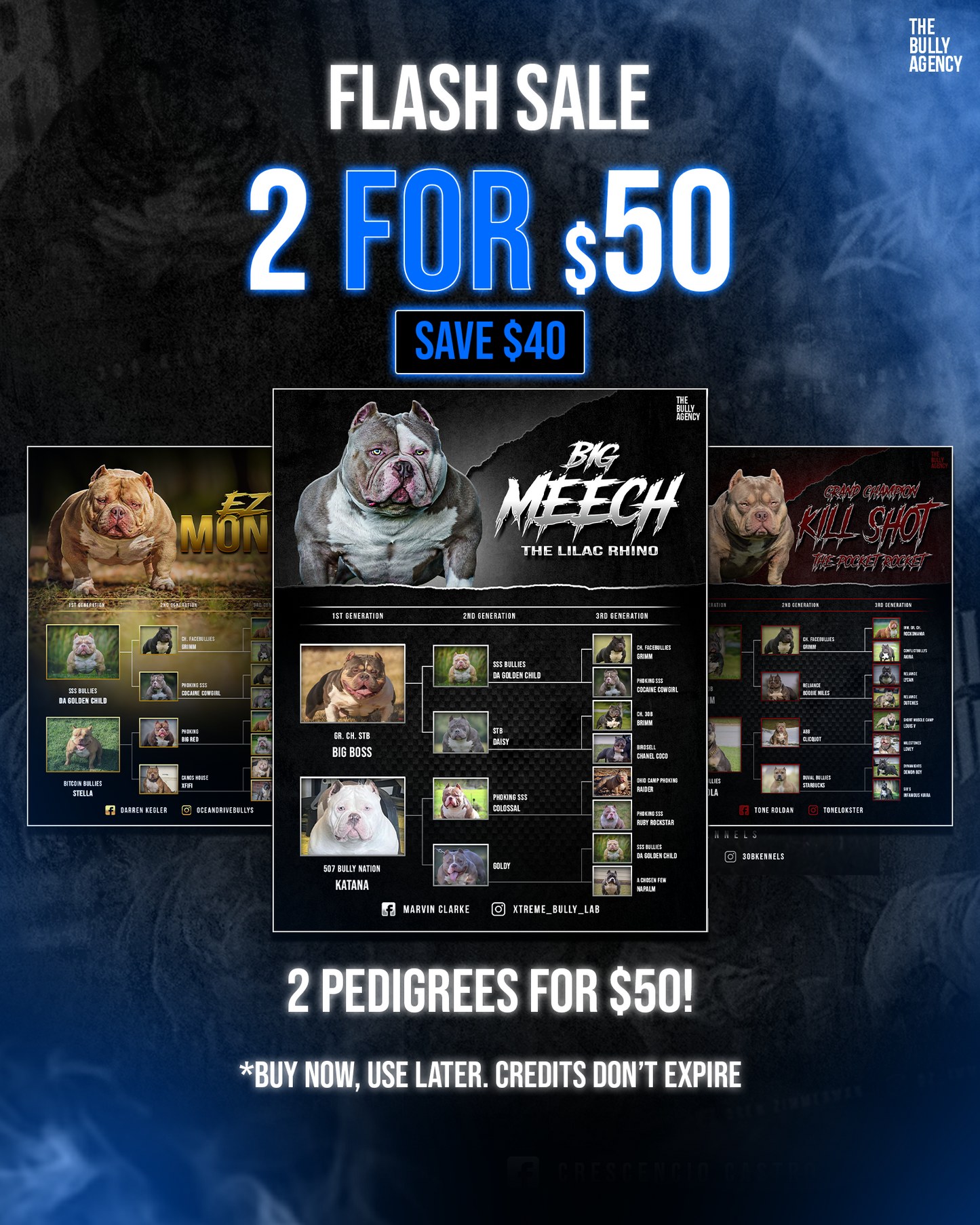 2 PEDIGREES FOR $50